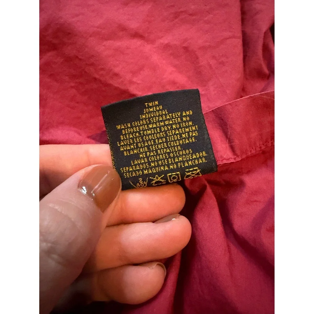 Ralph Lauren Home Twin Flat Sheet Burgundy Red 100% Supima Cotton Hemstitch